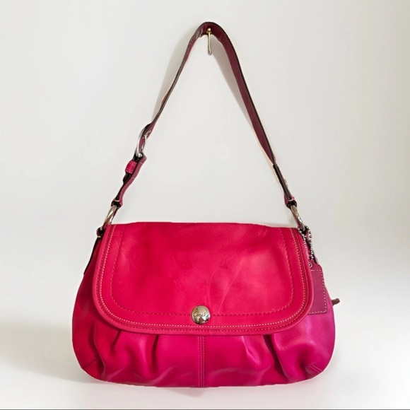 Coach Pink Flap Leather Shoulder Bag F13729 Medium‎ Size W/ Hangtag-Y2K-Soho - Picture 1 of 15